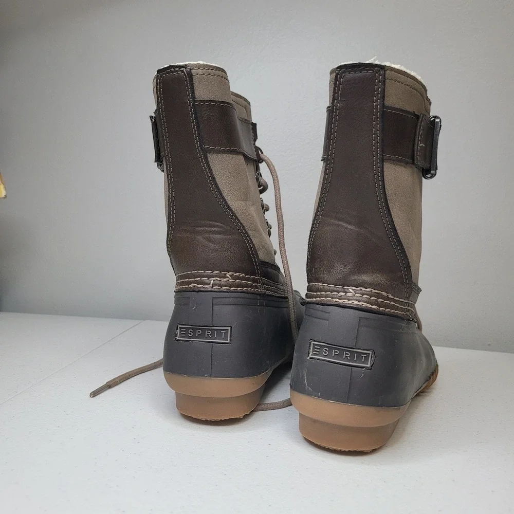 Esprit Cove Womens Duck Boots Brown Tan Faux Fur Lined Winter NETAUG16 Size‎ 8.5